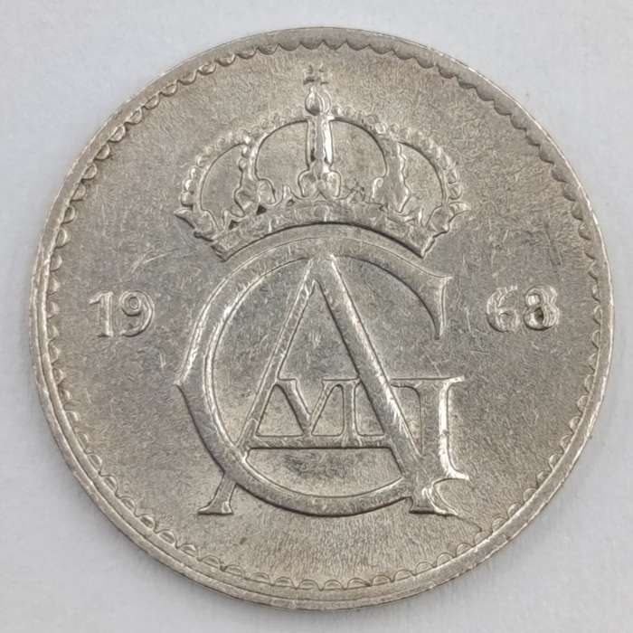 1968 Sweden 10 öre with double struck "8" in date