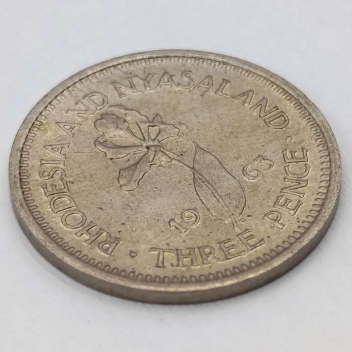 Rhodesia and Nyasaland 1963 uncirculated 3d Tickey