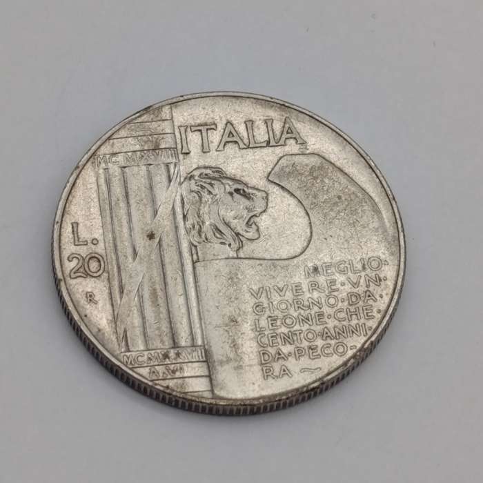 1928 R Italy 20 lire silver - Victor Emmanuel 111