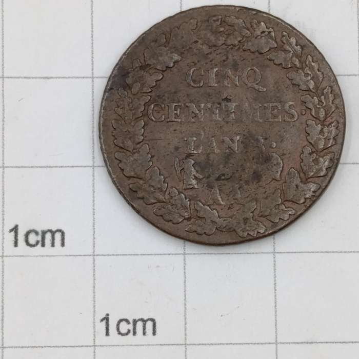 Circa 1800 France 5 centimes Dupré year - AA date mark - Metz mint - rarely seen