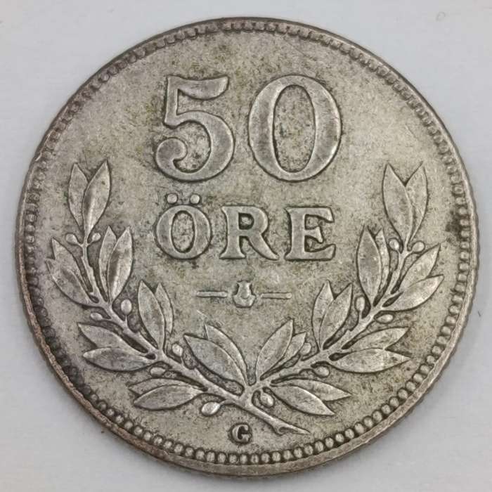 Sweden 1928 Fifty Öre 50 in VF condition