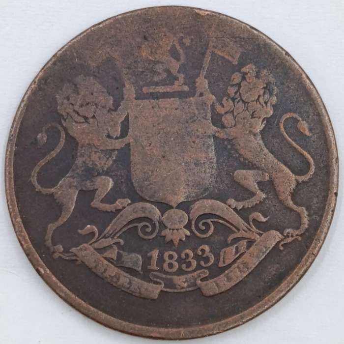 1833 Quarter Anna East India Company Calcutta mint Fine