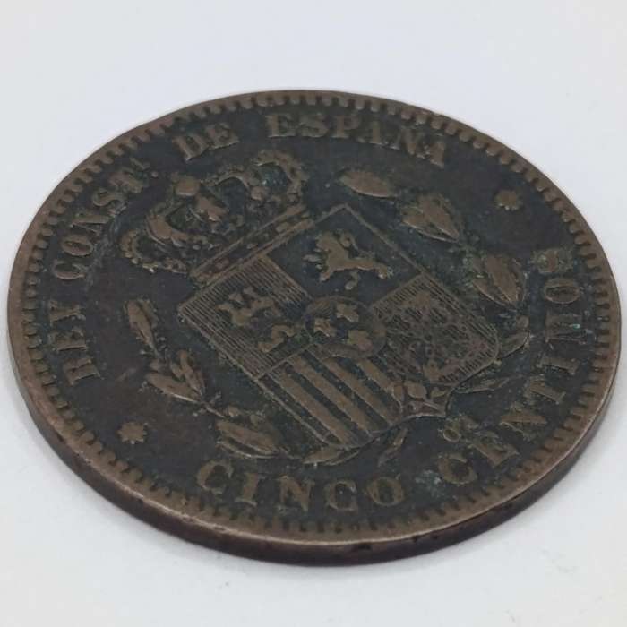 1877 Spain 5 Centimos XF