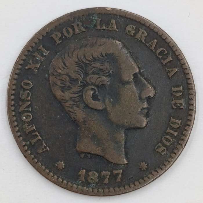 1877 Spain 5 Centimos XF