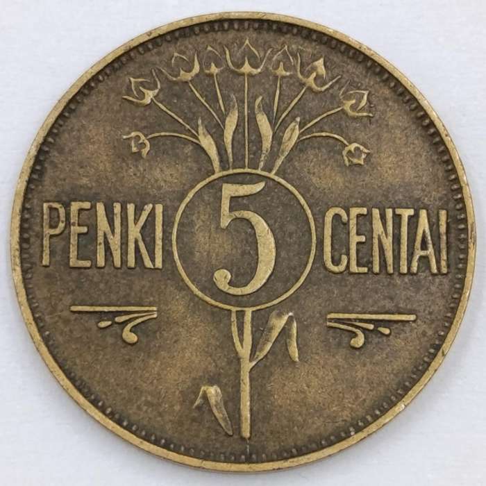 Lithuania 1925 Five Centai VF