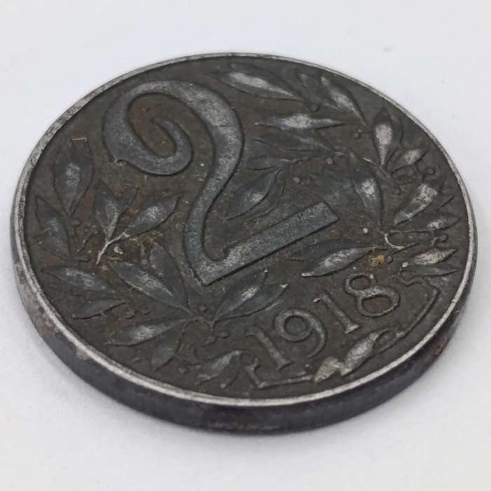 Austria 1918 Two Heller XF+/AU