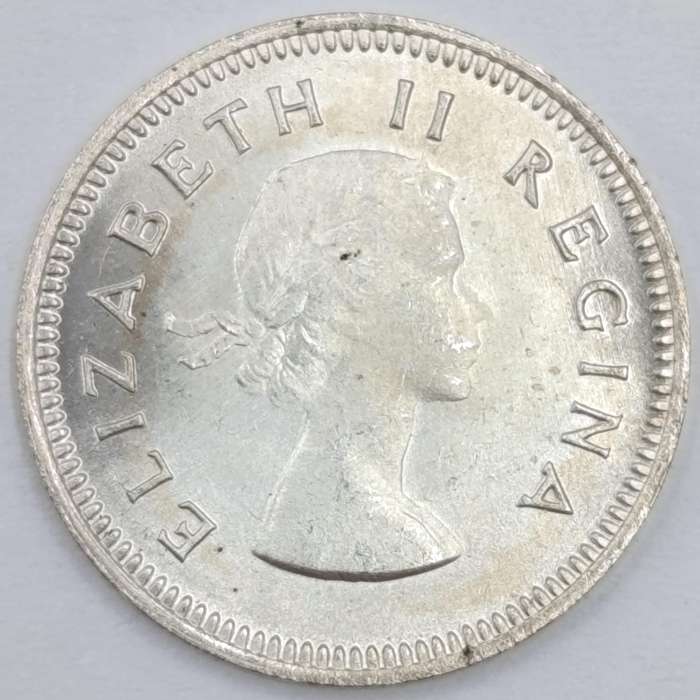 South Africa 1960 scarce 3d tickey uncirculated Low mintage of 21364