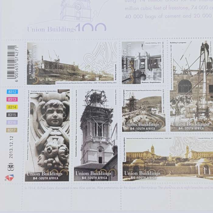 2013 RSA 100 Year Anniversary of the Union Buildings R2 prestige coin set with stamps