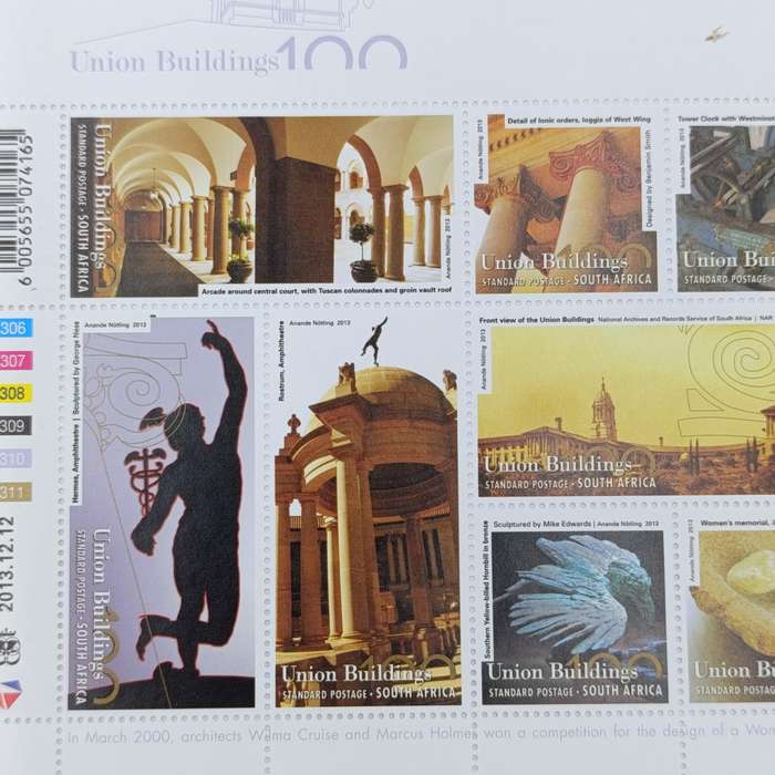 2013 RSA 100 Year Anniversary of the Union Buildings R2 prestige coin set with stamps
