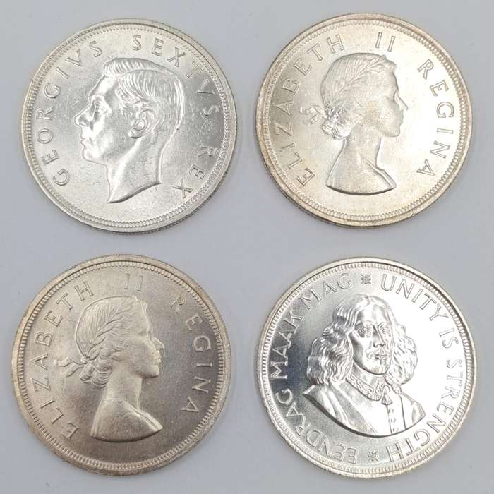 1947-1964 South African silver crown set in case - 1959 and 1962 in top condition