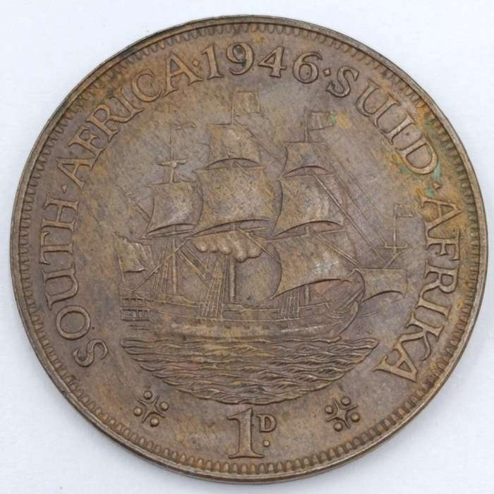 South Africa 1946 Penny AU+