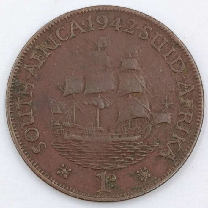 South Africa 1942 pennies with and without dot behind 2