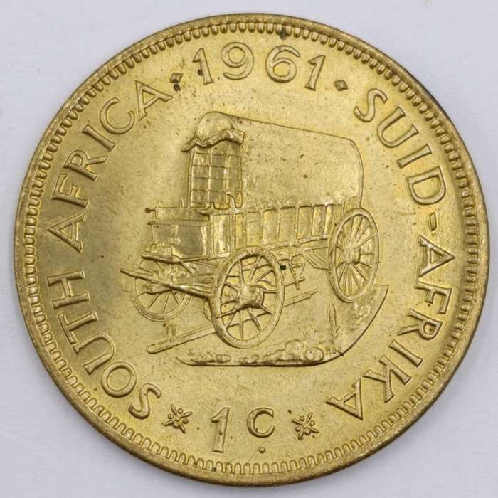 1961 RSA coin set - uncirculated and AU - 1/2 cent to 50 cent