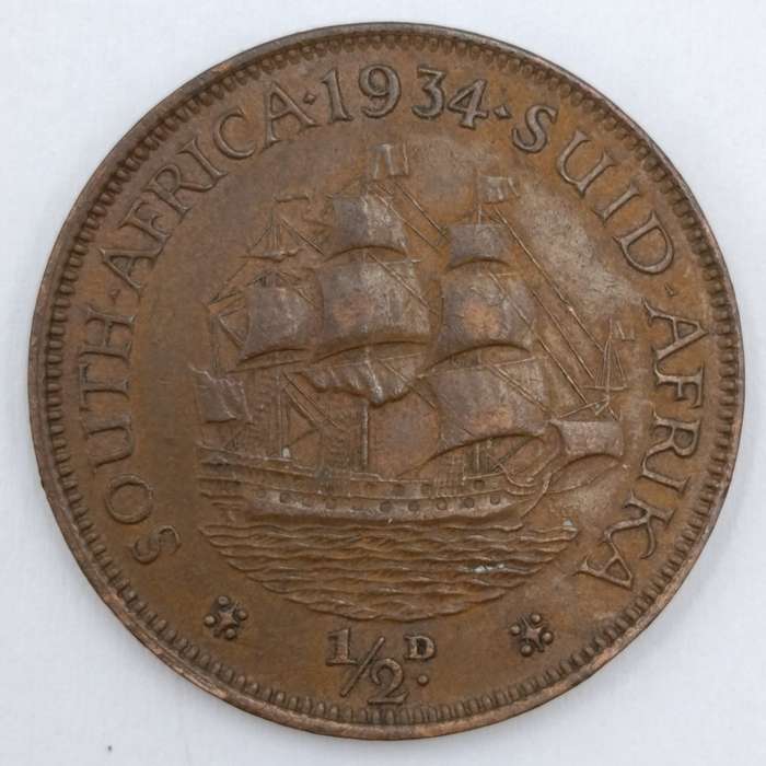 1934 South Africa Half Penny XF
