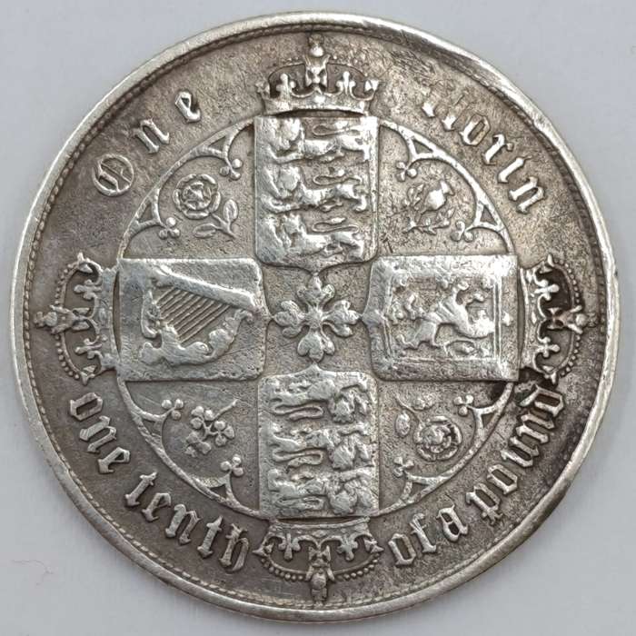 1853 Great Britain Gothic Florin Victoria Fine