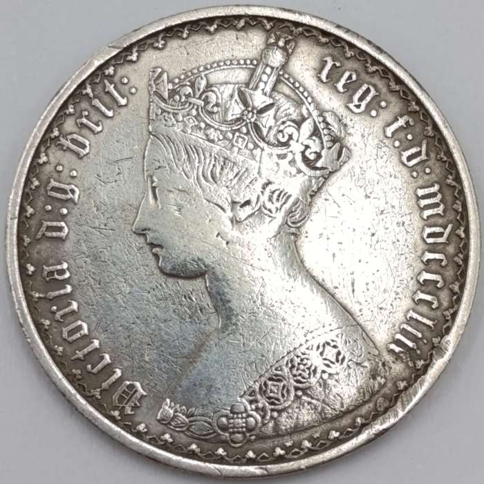1853 Great Britain Gothic Florin Victoria Fine
