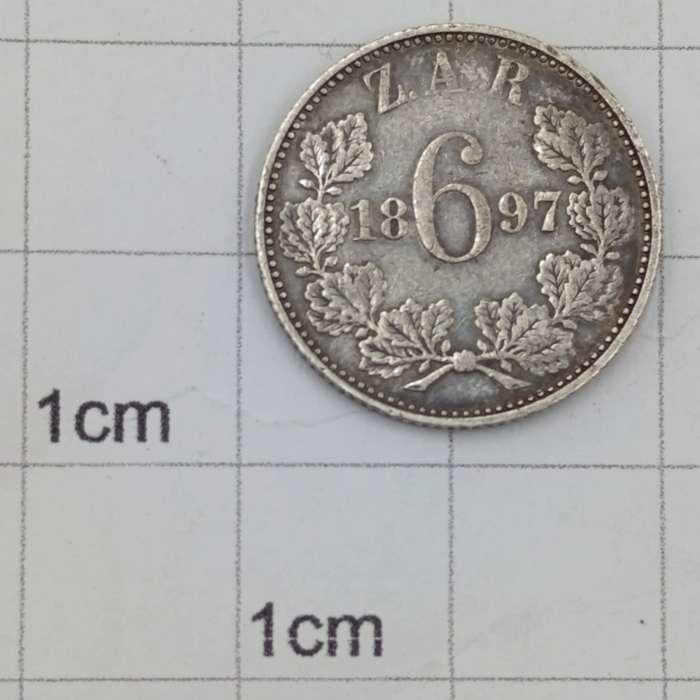 1897 ZAR Paul Kruger Sixpence VF+