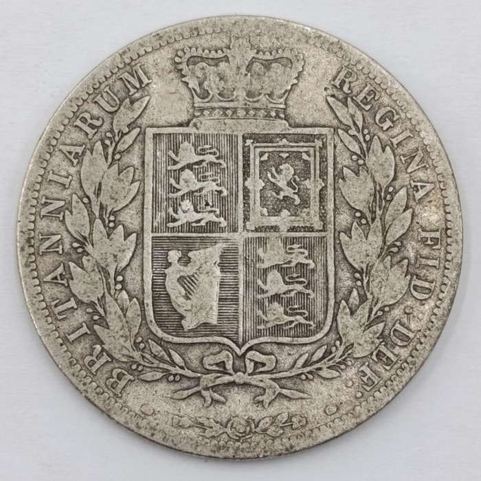 1886 British silver Half Crown Royal coat of arms