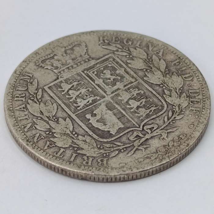 1886 British silver Half Crown Royal coat of arms
