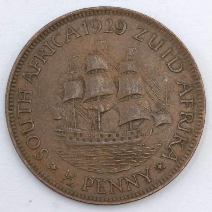 1929 South Africa Half Penny AU