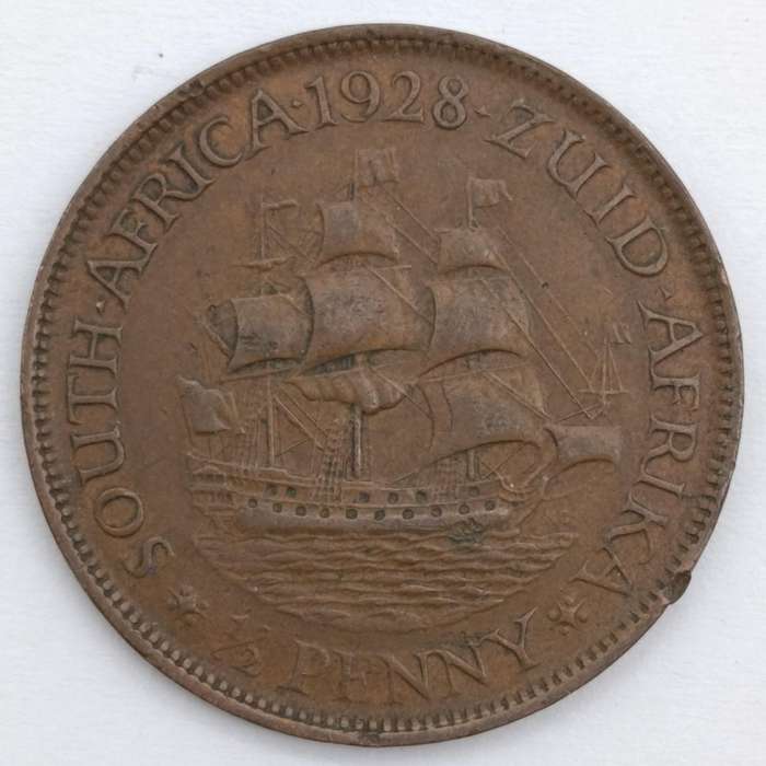1928 South Africa Half Penny VF+