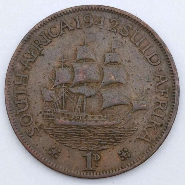1942 South Africa Penny - 3 variations stop after 1942 no stop after 1942 4 and 2 wide apart