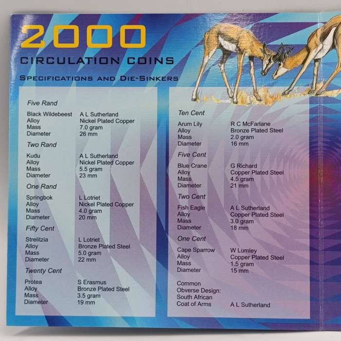 2000 South African uncirculated coin set - new coat of arms