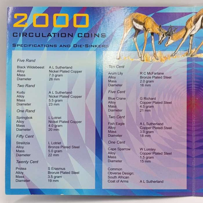 2000 South African uncirculated coin set - new coat of arms