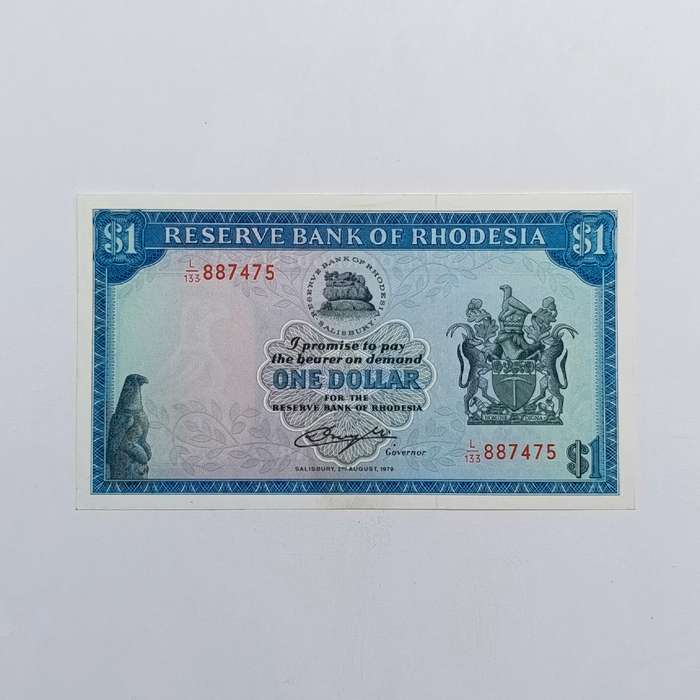 Rhodesia One dollar banknote Salisbury 2 August 1979 uncirculated