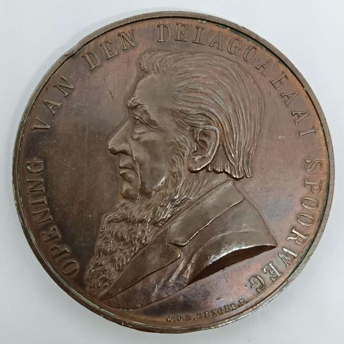 1895 Opening of Delagoa Bay Railways Bronze double Flange Medal 38.2g Excellent Condition