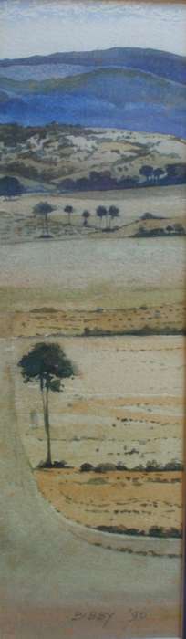 Orginal landscape watercolour painting signed Bibby and dated 1990. Well framed.