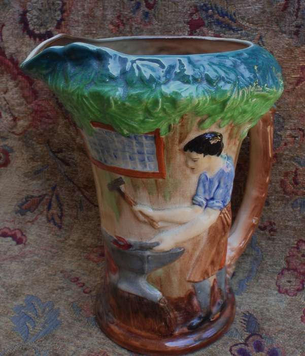 Vintage Burleigh vase "The Village Blacksmith" Lovely old character collectible piece