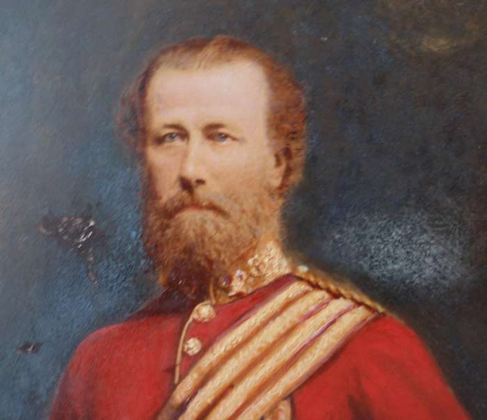 British military historical painting of officer. Circa 1800s