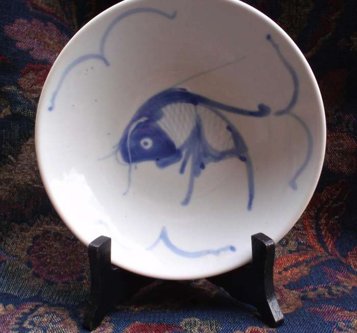 Chinese Koi Bowl - beautifully hand painted and stamped on bottom.