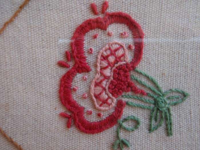 Needle art - beautiful botanical embroidery in lovely frame.