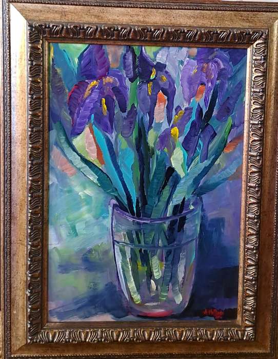 Original Arlene McDade - Abstract Irises. Invest in South African artists