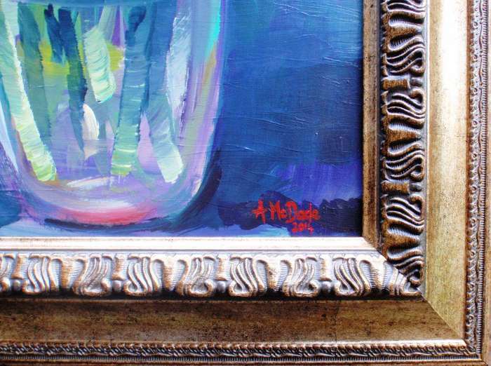 Original Arlene McDade - Abstract Irises. Invest in South African artists
