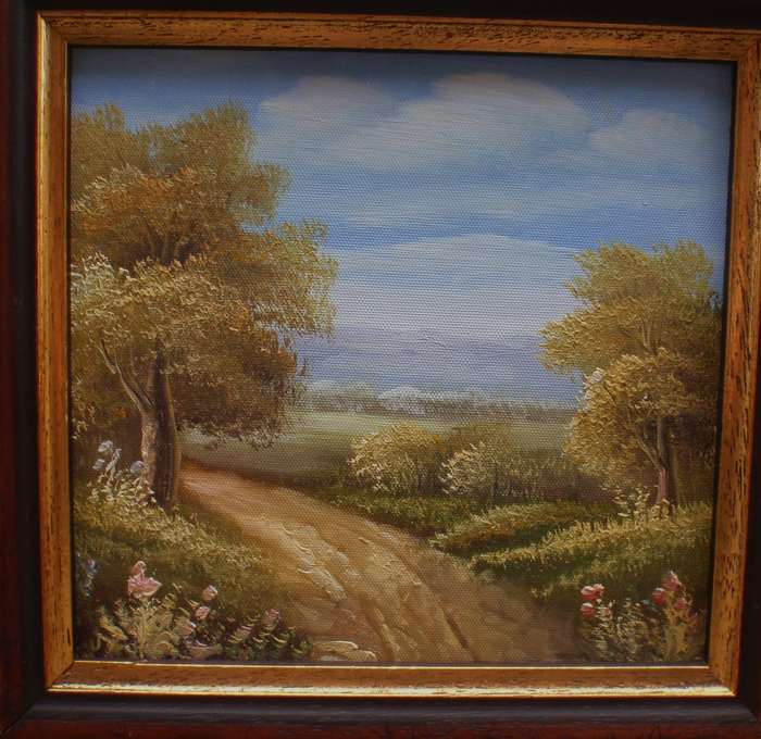 Original landscape painting. Charming little piece well framed.