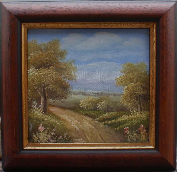 Original landscape painting. Charming little piece well framed.