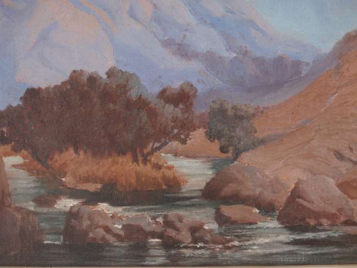 Original impressionist oil painting Mountain Stream. Impressive well executed piece signed by artist