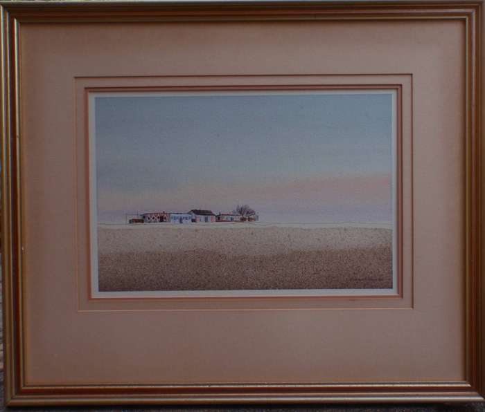 Original S.African investment art Richard Rennie 1932-2017 Ndebele Homes. Large framed watercolour.