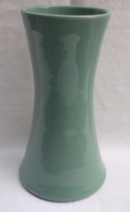 Vintage large heavy vase. Jade green colour.