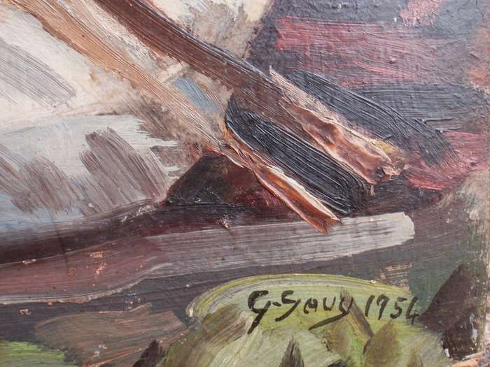 Vintage oil painting G.Sauy 1954. Impressionist painting - viby musical piece
