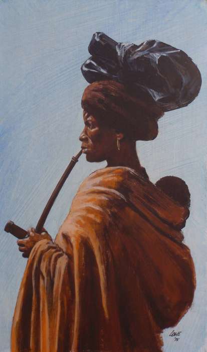 Amazing historical painting of Xhosa life in the Transkei - South Africa. Original by Lowe 1975