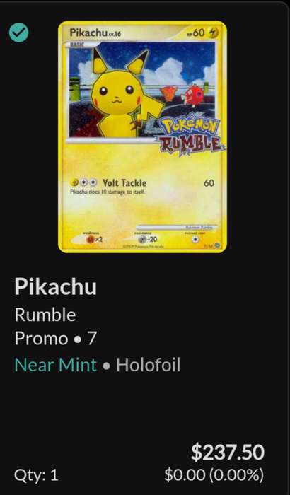 Pikachu 7/16 Pokemon Rumble (Near Mint RAW)