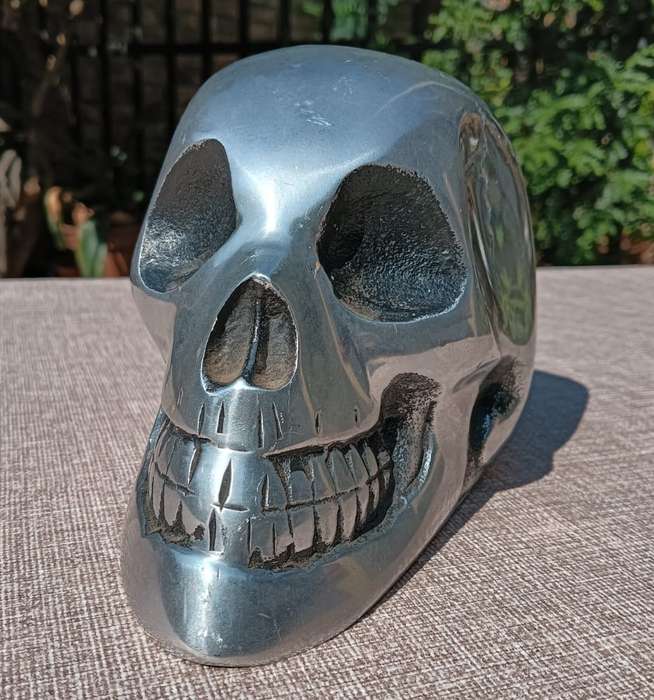 Awesome Chrome Terminator Style Skull Paperweight Large 18cm Deep 13cm High 12cm Wide