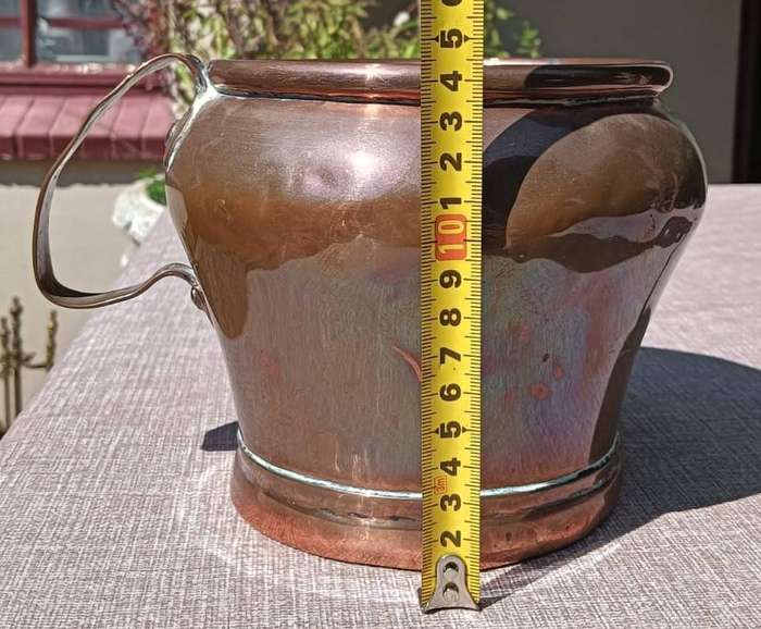 Antique Handheld Copper Jug with Riveted Handle 14cm High Weight 940g