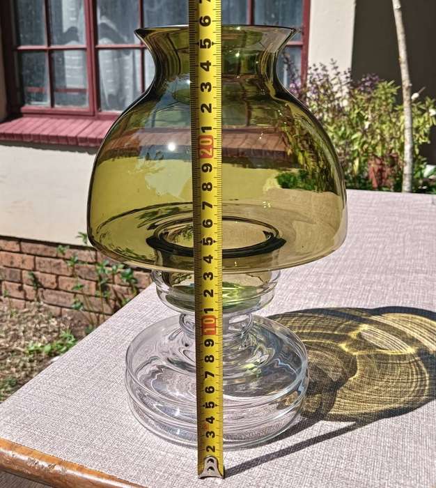 Riihimaki Apollo Green Glass Hurricane Lamp Candle Holder c1970-1976 Design Nanny Still (1929-2009)