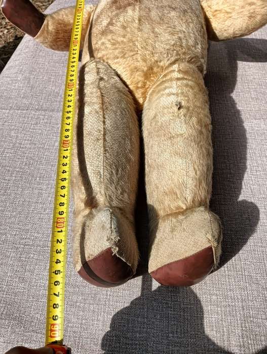 Vintage 1950-1970 SA Made Pale Brown Ark Teddy Bear 85cm High with Faux Leather Paws