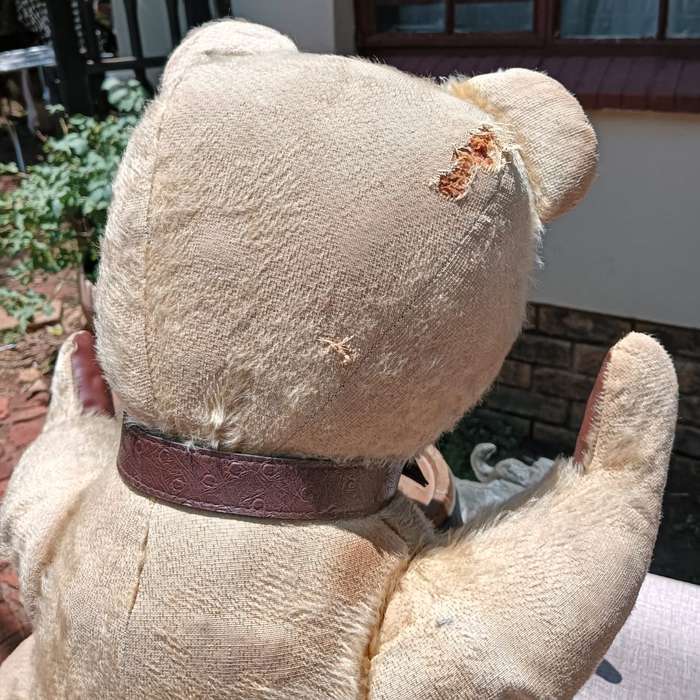 Vintage 1950-1970 SA Made Pale Brown Ark Teddy Bear 85cm High with Faux Leather Paws